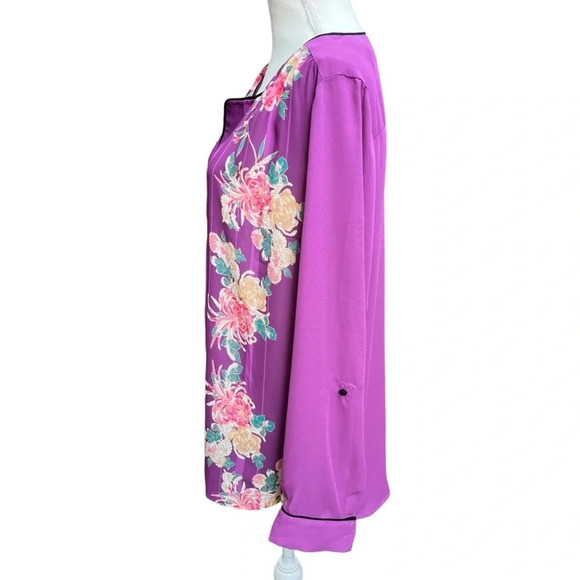 ModCloth Purple Floral “Podcast Co-Host” Blouse Size 1X - Picture 5 of 15